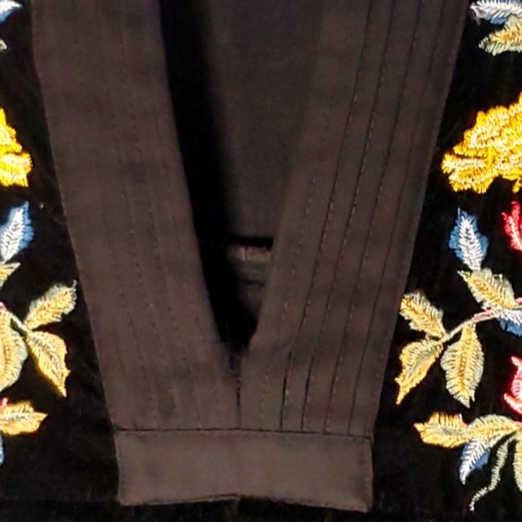 FREE PEOPLE Mia floral Boho Velvet BlacK Dress XS - Picture 13 of 13